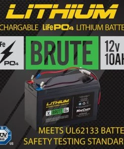 MarCum Lithium 12V 10AH LiFePO4 Brute Battery And 3amp Charger Kit