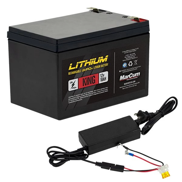 MarCum Lithium 12V 18AH LiFePO4 King Battery And 3amp Charger Kit LI Batteries 3 MarCum Lithium 12V 18AH LiFePO4 King Battery And 3amp Charger Kit LI Batteries