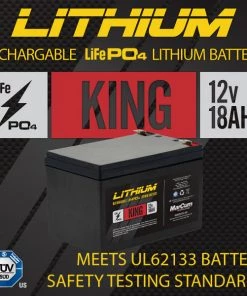 MarCum Lithium 12V 18AH LiFePO4 King Battery And 3amp Charger Kit LI Batteries