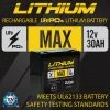 MarCum Lithium 12V 30AH LiFePO4 Max Battery LI Batteries